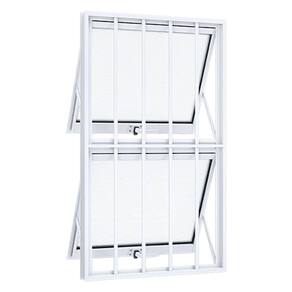 Janela de Aluminio Maxim-ar Duplo 118x60cm com Grade Lucasa Alumínios Branco
