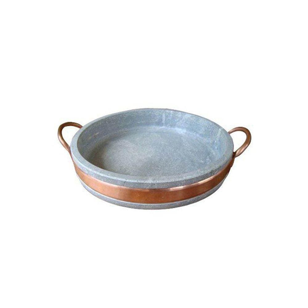 Assadeira de Pedra Sabão com Alça de Cobre 25,0 Cm