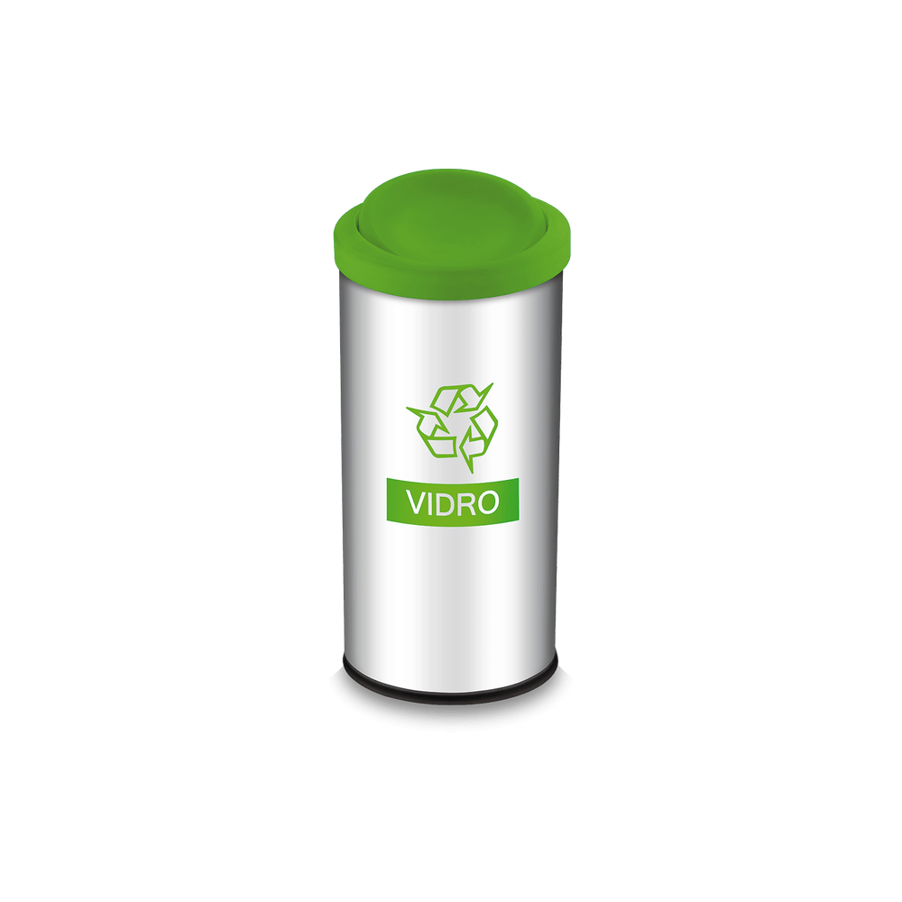 Lixeira Com Tampa Basculante Brinox Decorline Para Coleta Seletiva Vidro 40,5 Litros Aço Inox