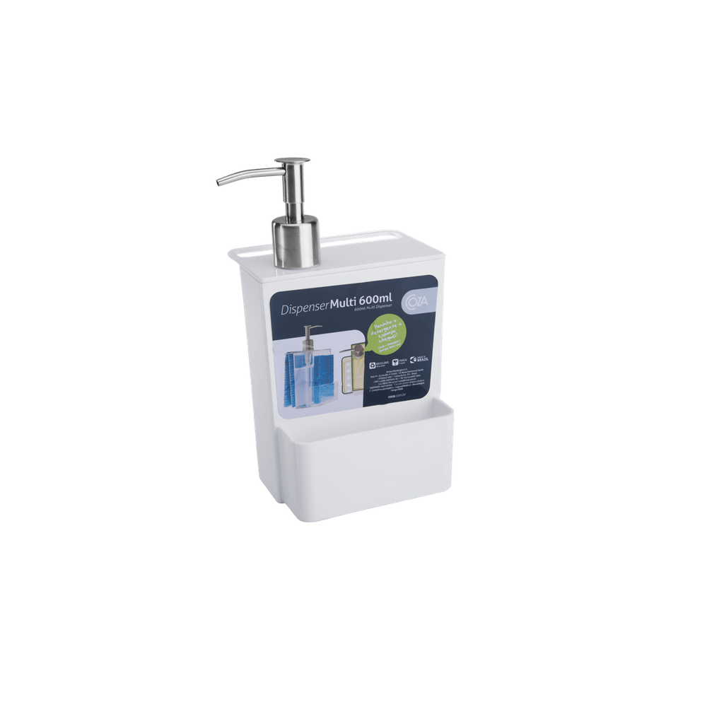 Dispenser Para Detergente Coza Multi Glass 600 ml Branco
