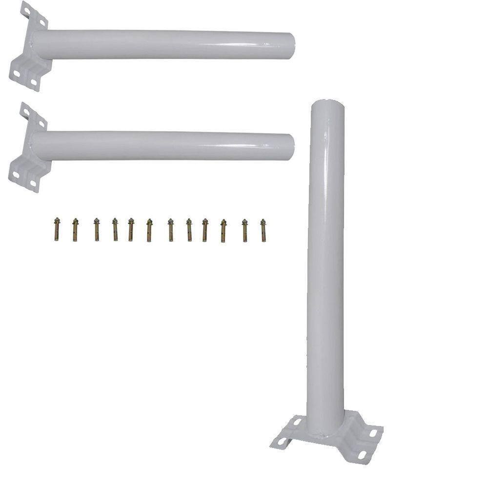 Suporte Barra Poste Luminaria Solar Parede 3 Unidades