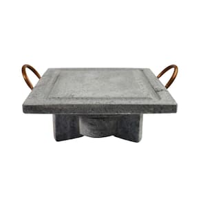 Fogareiro Réchaud G e Chapa Quadrada 25x25cm Pedra Sabão