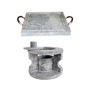Fogareiro Réchaud P e Chapa Quadrada 20x20cm Pedra Sabão