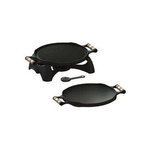 Rechaud Bifeteira Redondo Dupla Face Ferro Fundido 33cm