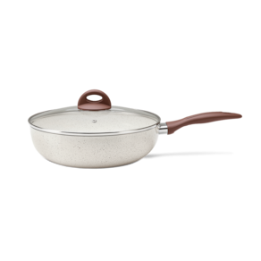 Wok Com Tampa E Fundo De Indução Ceramic Life Brinox Granada Ø 28 cm Vanilla