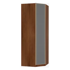 Guarda Roupa Canto Diagonal 1 Porta Alumínio Inox com Vidro Reflecta Prata 83cm Prime Luciane Móveis