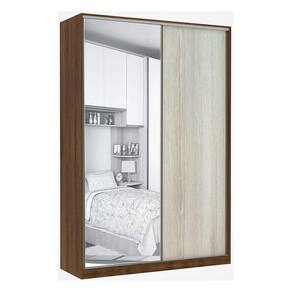 Guarda Roupa 2 Portas de Correr Alumínio Inox com Espelho 3 Gavetas 159 cm Prime Luciane Móveis