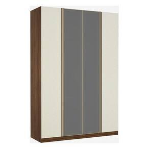 Guarda Roupa 4 Portas Alumínio Inox com Vidro Reflecta Prata 3 Gavetas 159 cm Prime Luciane Móveis