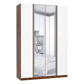 Guarda Roupa 4 Portas Alumínio Inox com Espelho 3 Gavetas 159 cm Prime Luciane Móveis