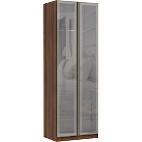 Guarda Roupa Solteiro 2 Portas Alumínio Inox com Vidro Reflecta Prata 80 cm Prime Luciane Móveis