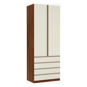 Guarda Roupa Solteiro 2 Portas 4 Gavetas 90 cm Prime Luciane Móveis