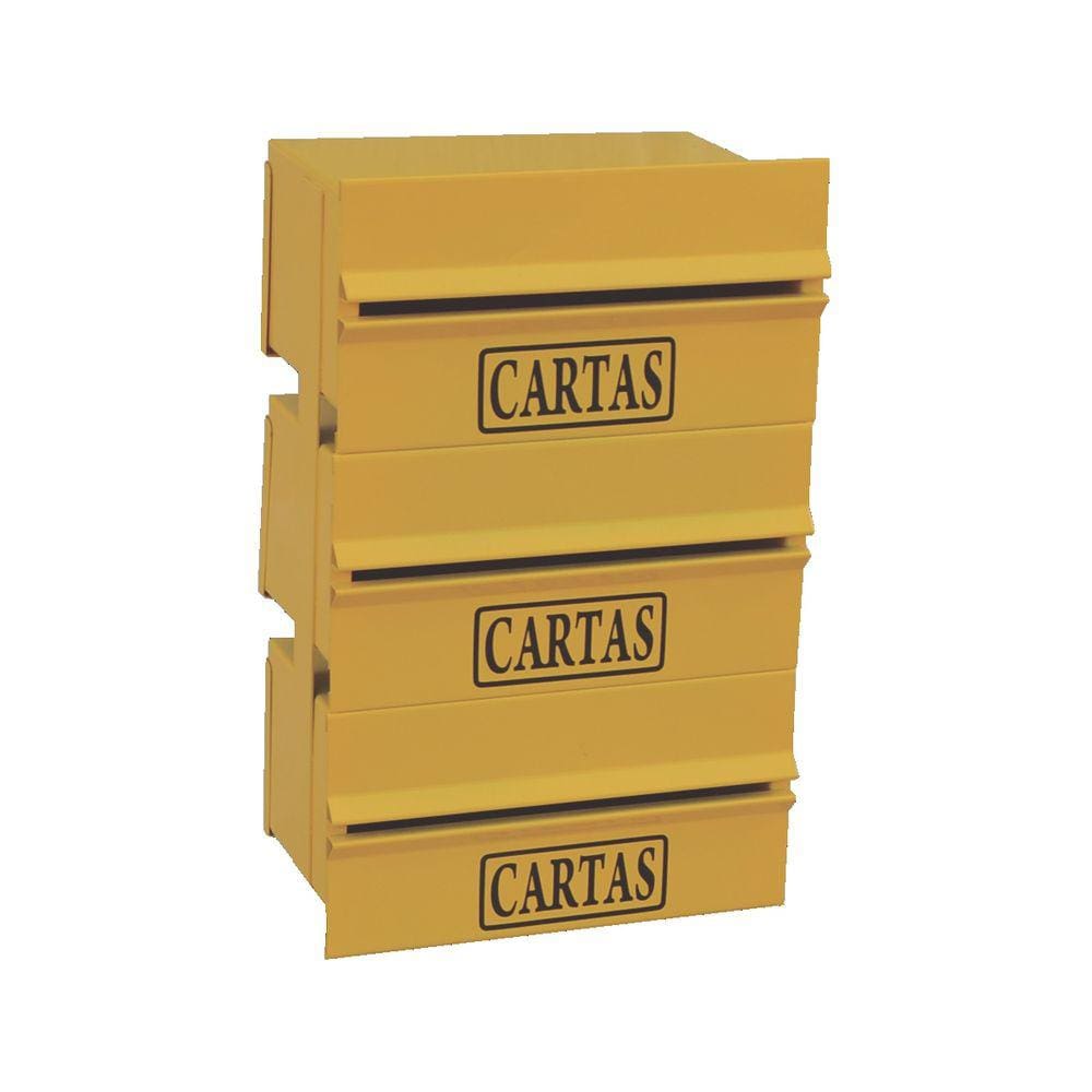 Caixa Correio Condomínio Detrás Para Muro Amarela 3 Módulos