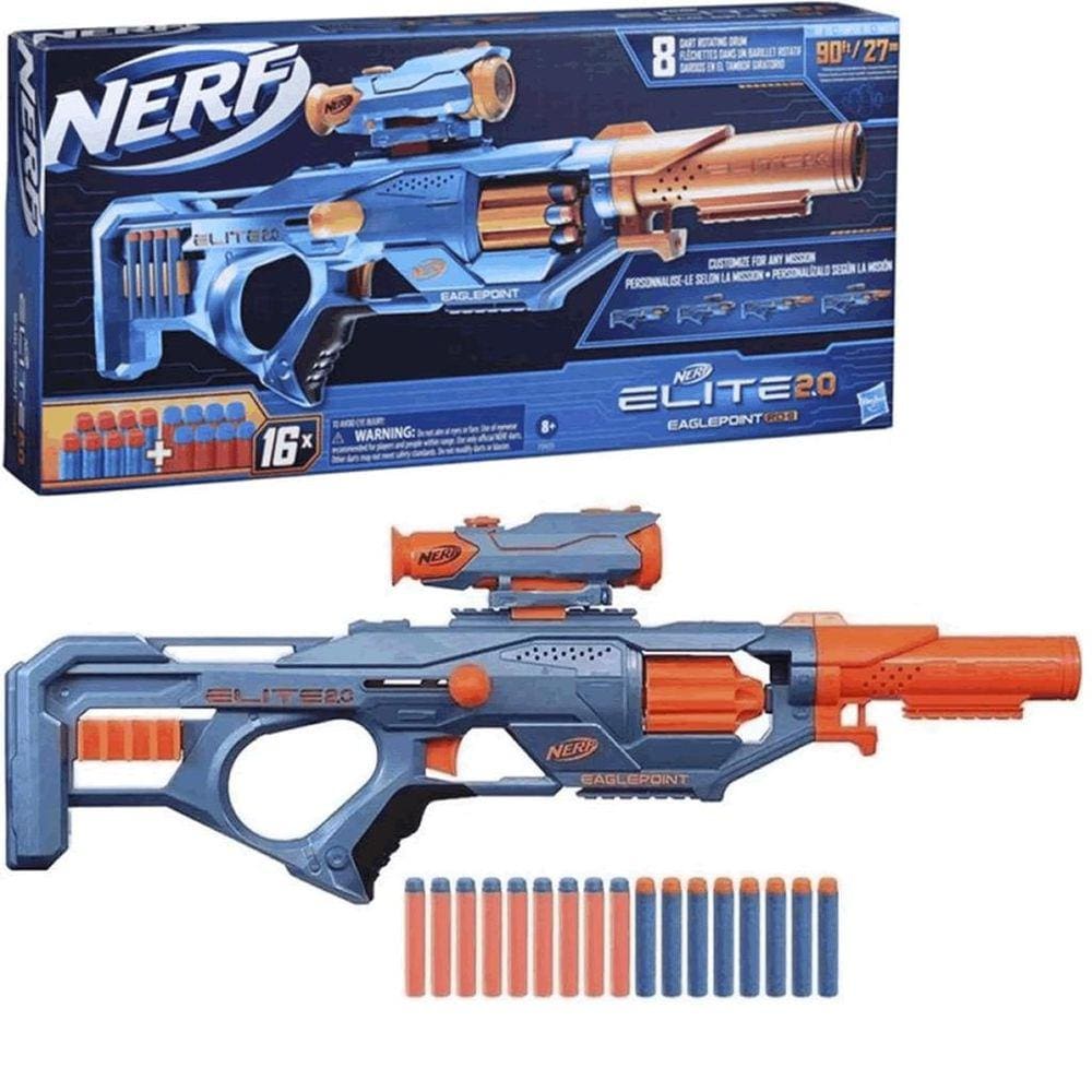 Lançador de Dardos Nerf 2.0 Eaglepoint 16 Dardos Hasbro
