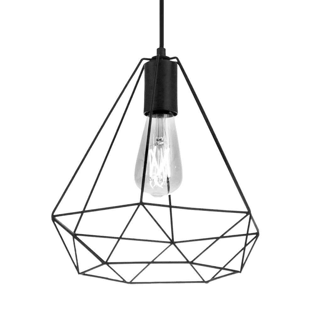Pendente Aramado Diamond 28CM Preto Itamonte