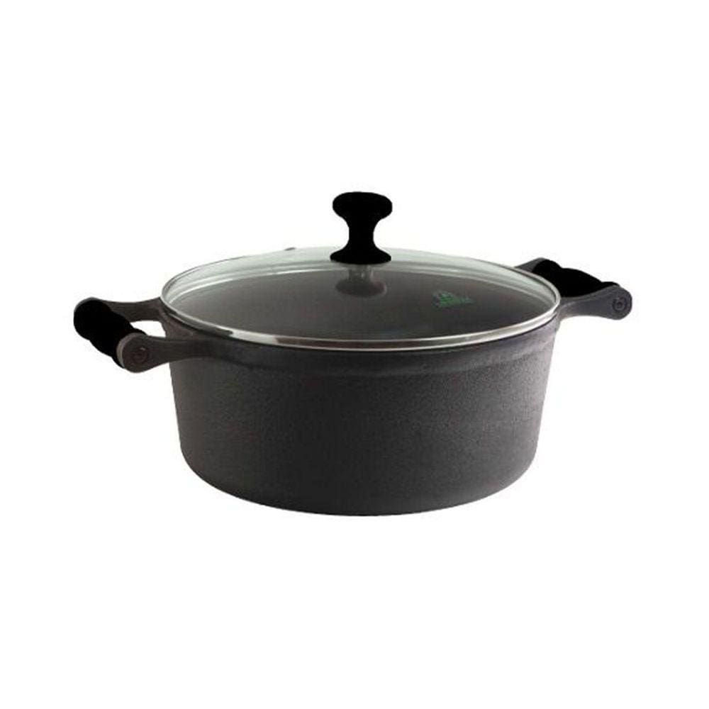 Caçarola Ferro Alça Silicone Preto Tampa Vidro 4,1 lts 24cm