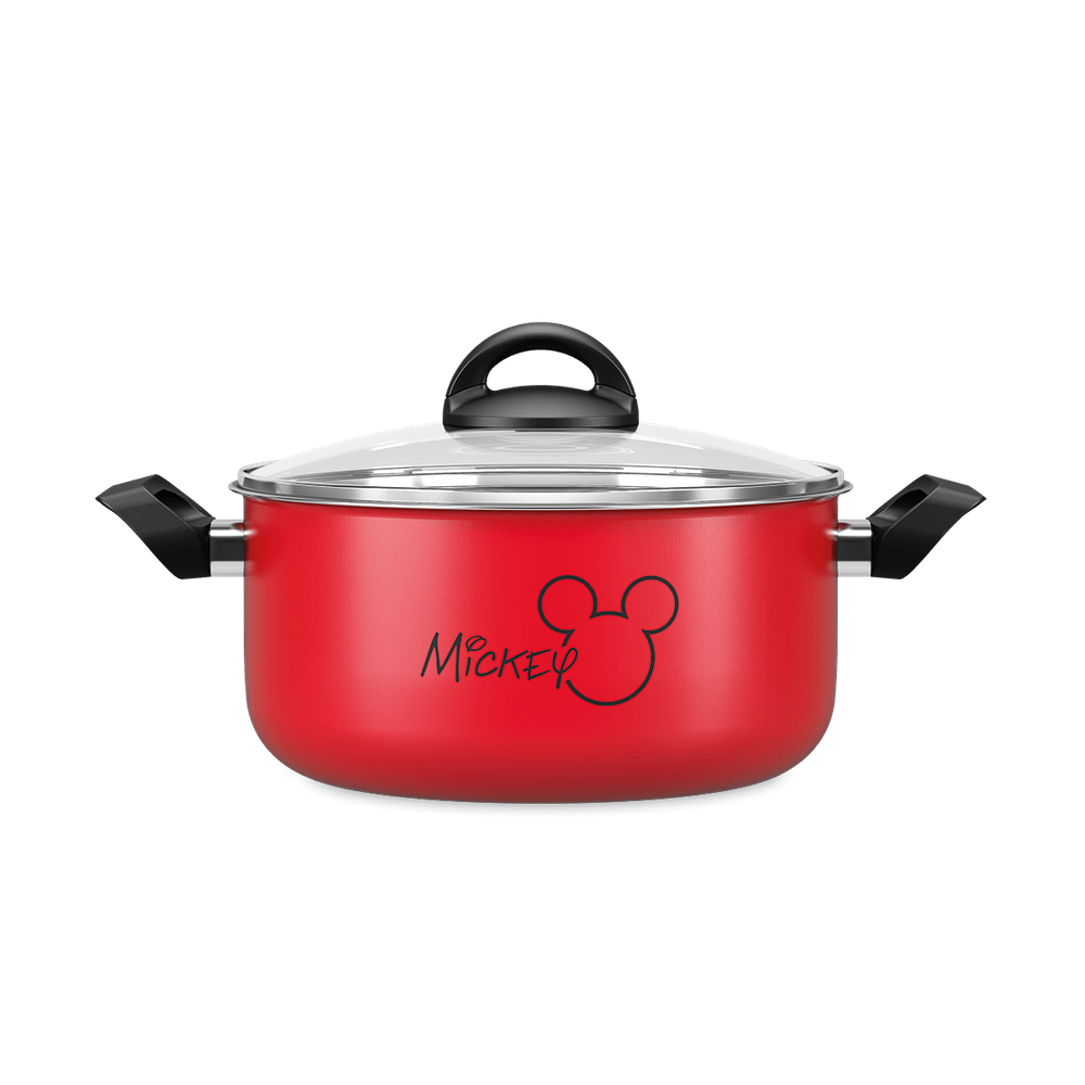 Caçarola Disney Brinox vermelha - tampa 20cm inox antiaderente pro-flon - produto licenciado - 2,65 litros