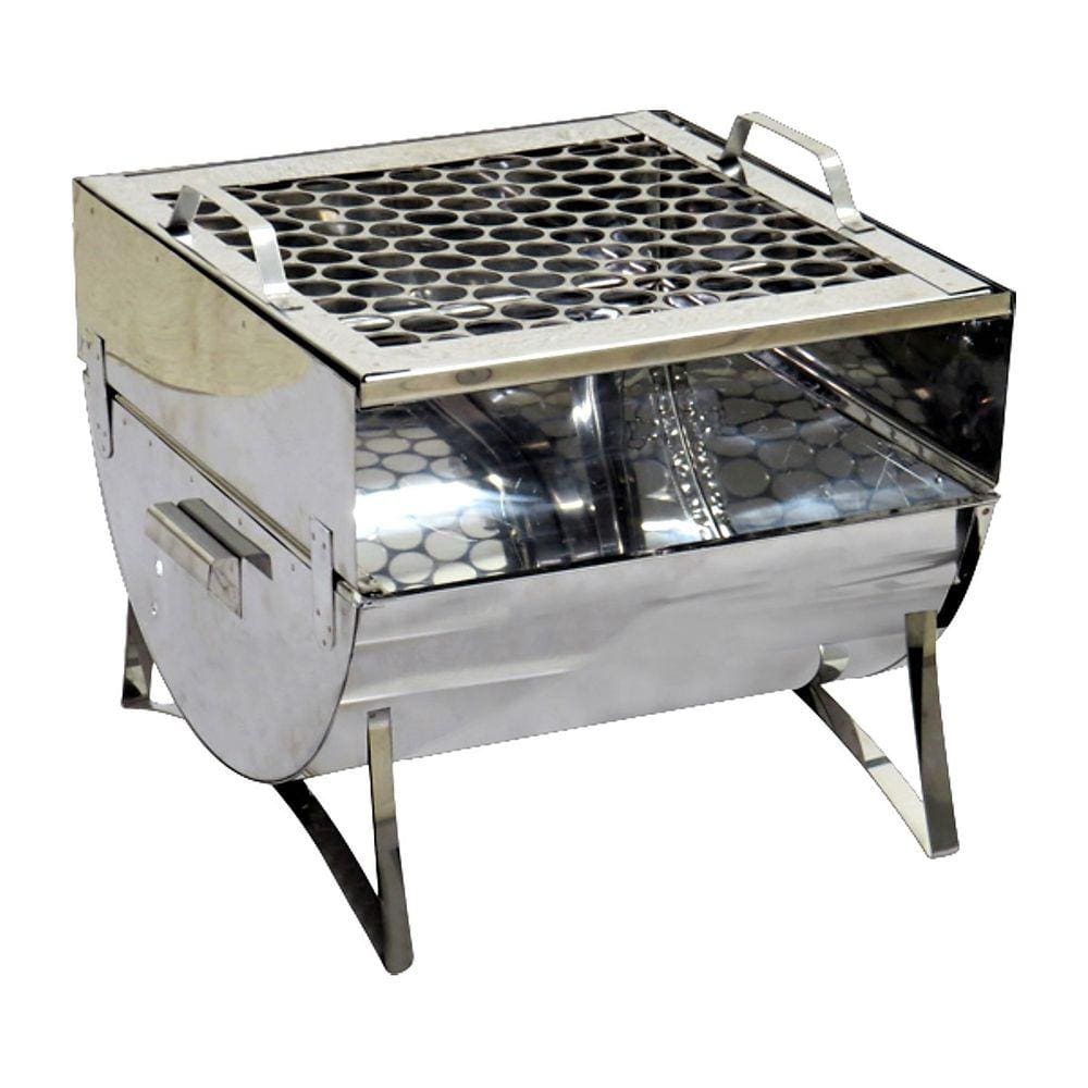 Churrasqueira Praia Campo Fechada Aço Inox Grelha 30x28x24cm