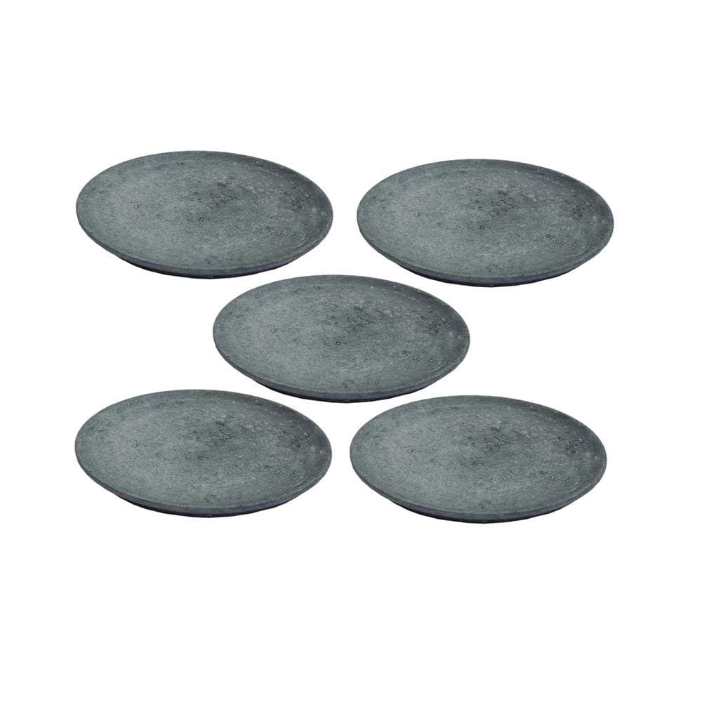Kit 5 Pratos Raso Redondo Pedra Sabão Sobremesa e Bolos 26cm