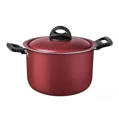 imagem-Espagueteira 22Cm 5,7L Loreto Vermelho - Aluminio Com Revestimento Antiaderente