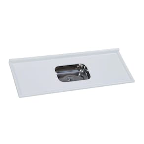 Pia de Cozinha em Mármore Sintético com Cuba em Aço Inox 150cmx55cm AJ Rorato Gelo