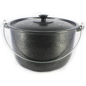 Caldeirão Alumínio Fundido Craqueado Alça Galvanizada Preto 12cm