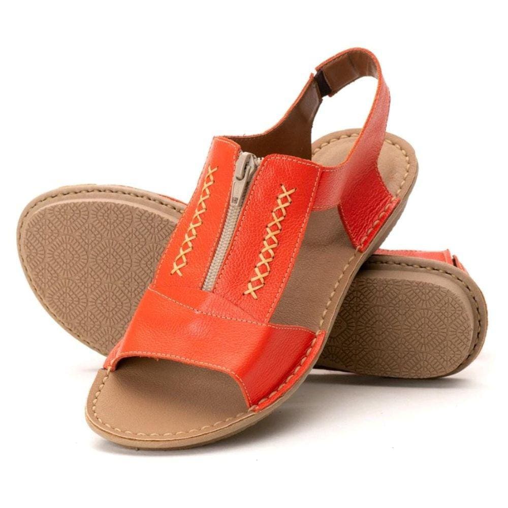 Sandália Rasteirinha Feminina Em Couro Rasteira Confortável