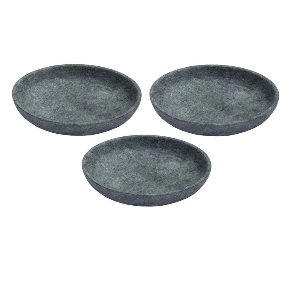 Kit 3 Pratos Fundo Para Massa em Pedra Sabão Borda Alta 22cm