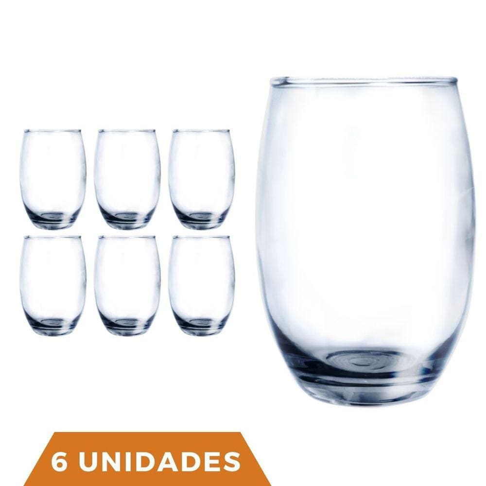 Copo Vidro 450ml Redondo BELLAGIO Jogo com 6 Transparente
