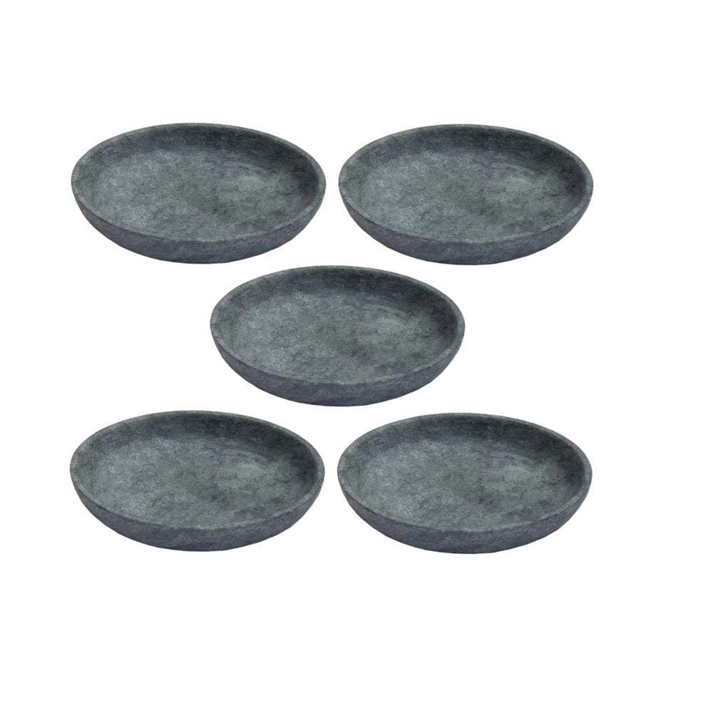 Kit 5 Pratos Fundo Para Massa em Pedra Sabão Borda Alta 28cm