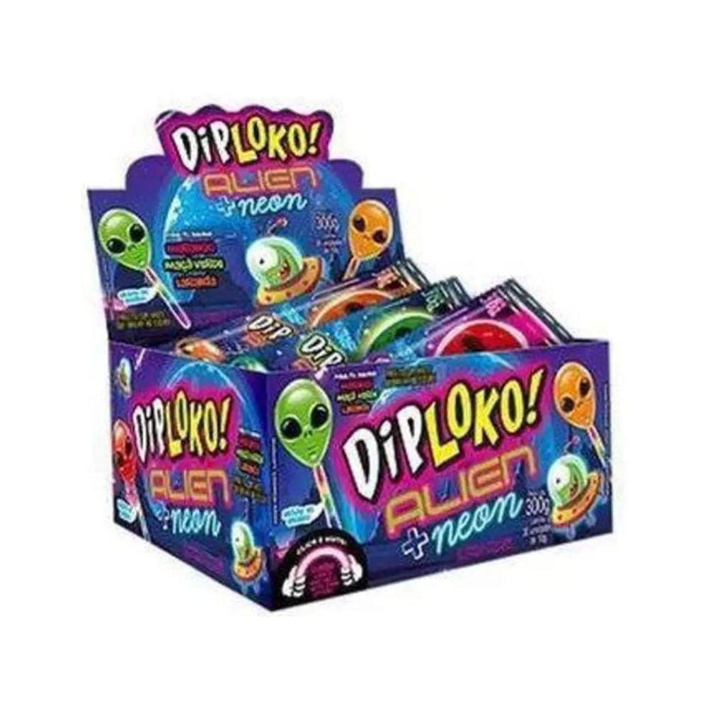 Pirulito Dip Loko Neon Alien10g C/30 Unidades