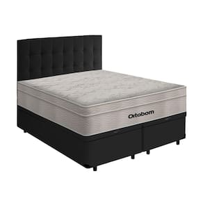 Box Baú + Cabeceira Cassis e Colchão Queen- Ortobom- AirTech SpringPocket- 158x198x67cm Preto