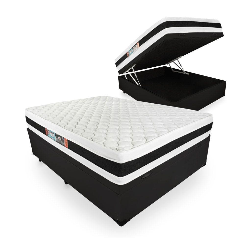 Cama Box Baú Viúva + Colchão De Espuma D45 - Castor - Black White Double Face 128x188x69cm