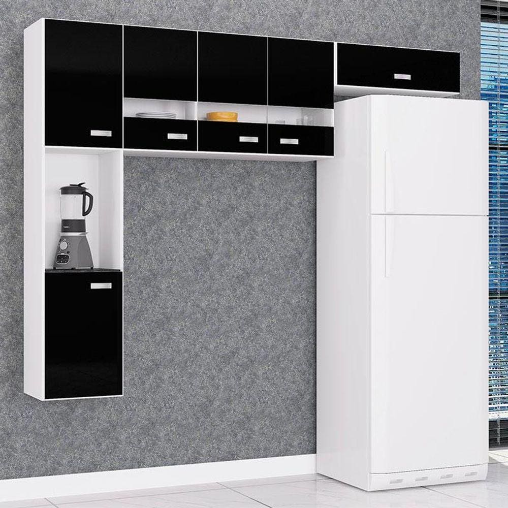 Cozinha Ambiente Suspensa Julia 3 Peças Preto - Poquema