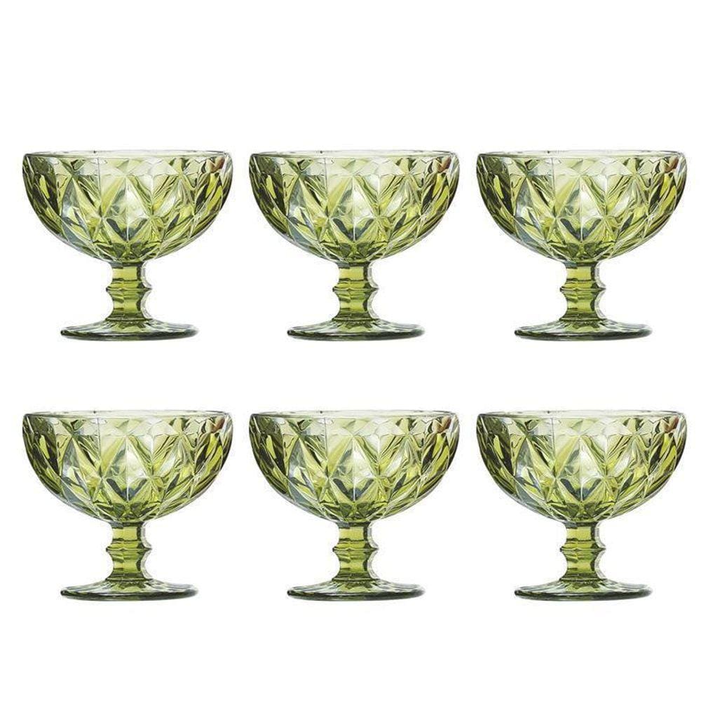 Conjunto 6 Taças Coquetel Diamante Verde 310Ml Class Home