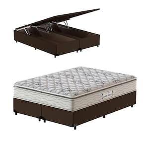 Box Baú Super King Marrom + Colchão de Espuma D33 Probel Guarda-Costas ProEvidence Plus 193x203x70cm