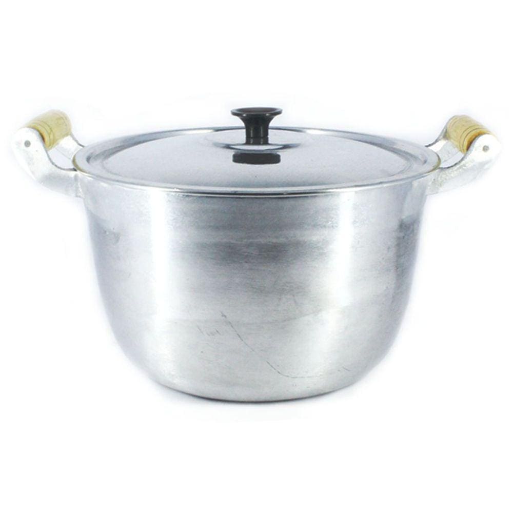 Caldeirão Alumínio Fundido Polido Alça de Madeira 14cm