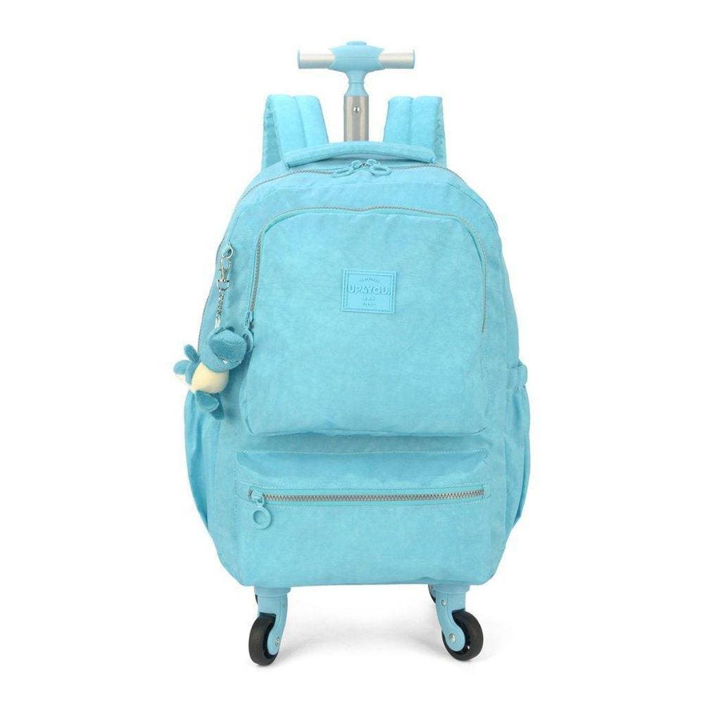Mochila Rodinhas Notebook Crinkle Chaveiro Pelúcia Dino
