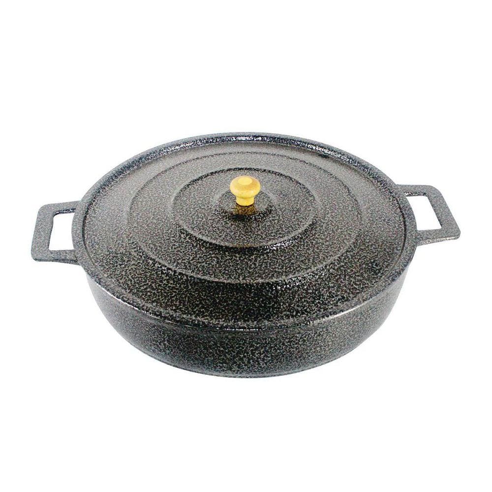 Frigideira Panela Alça de Alumínio Fundido Craqueada Preta 40cm