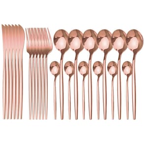 Conjunto De Talheres Slim Rose Gold - Aço Inoxidavel 24 Pçs