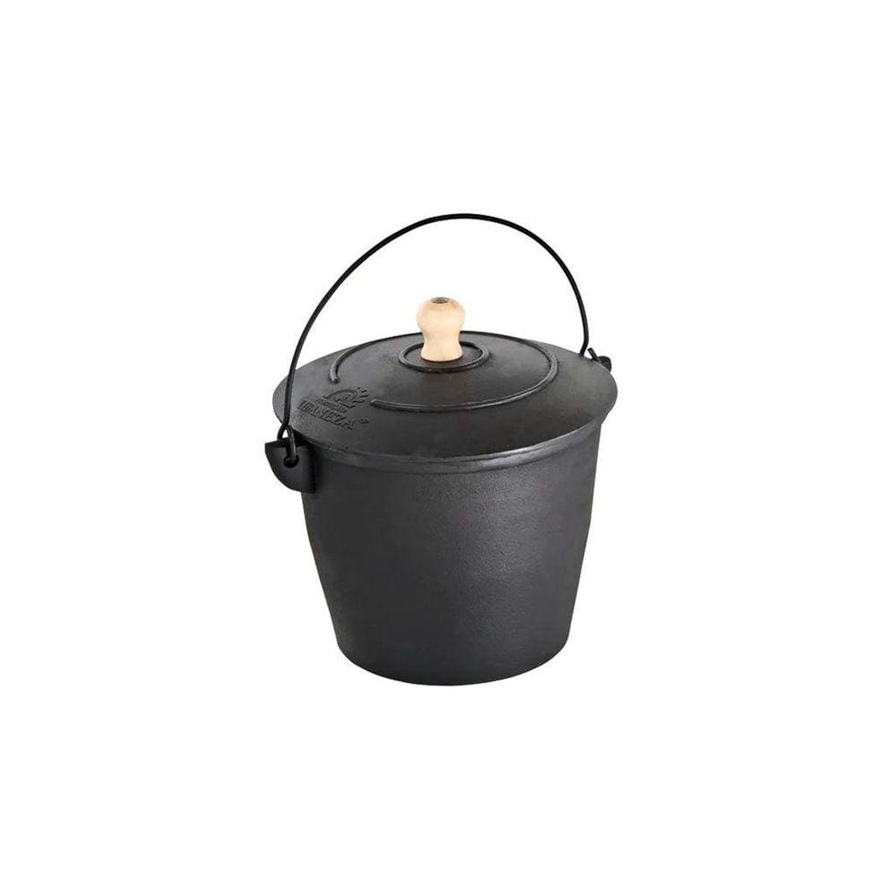 Caldeirão Bojudo Reto Ferro Fundido Com Tampa 20cm 4,3 Lts