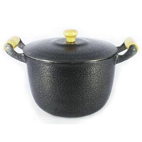 Caldeirão Alumínio Fundido Craqueado Alça de Madeira Preto 12cm