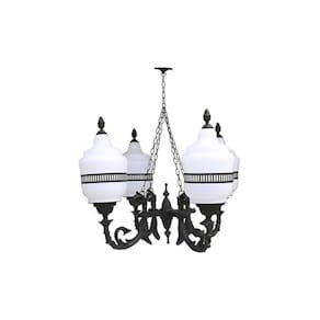 Lustre Colonial Versailes com Corrente em Alumínio 04 Globos