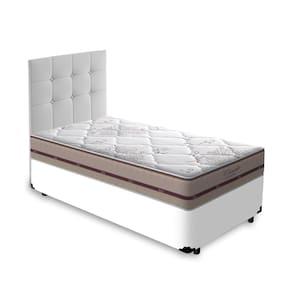 Cama Box + Cabeceira Cassis e Colchão Solteiro - Anjos - Classic Mola Ensacada - 88x188x57cm Branco