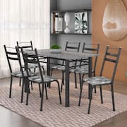 Conjunto De Mesa Itália Com 6 Cadeiras 1,40m Artefamol Granito / Dark