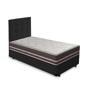Cama Box + Cabeceira Cassis e Colchão Solteiro - Anjos - Classic Superlastic - 88x188x57cm Preto