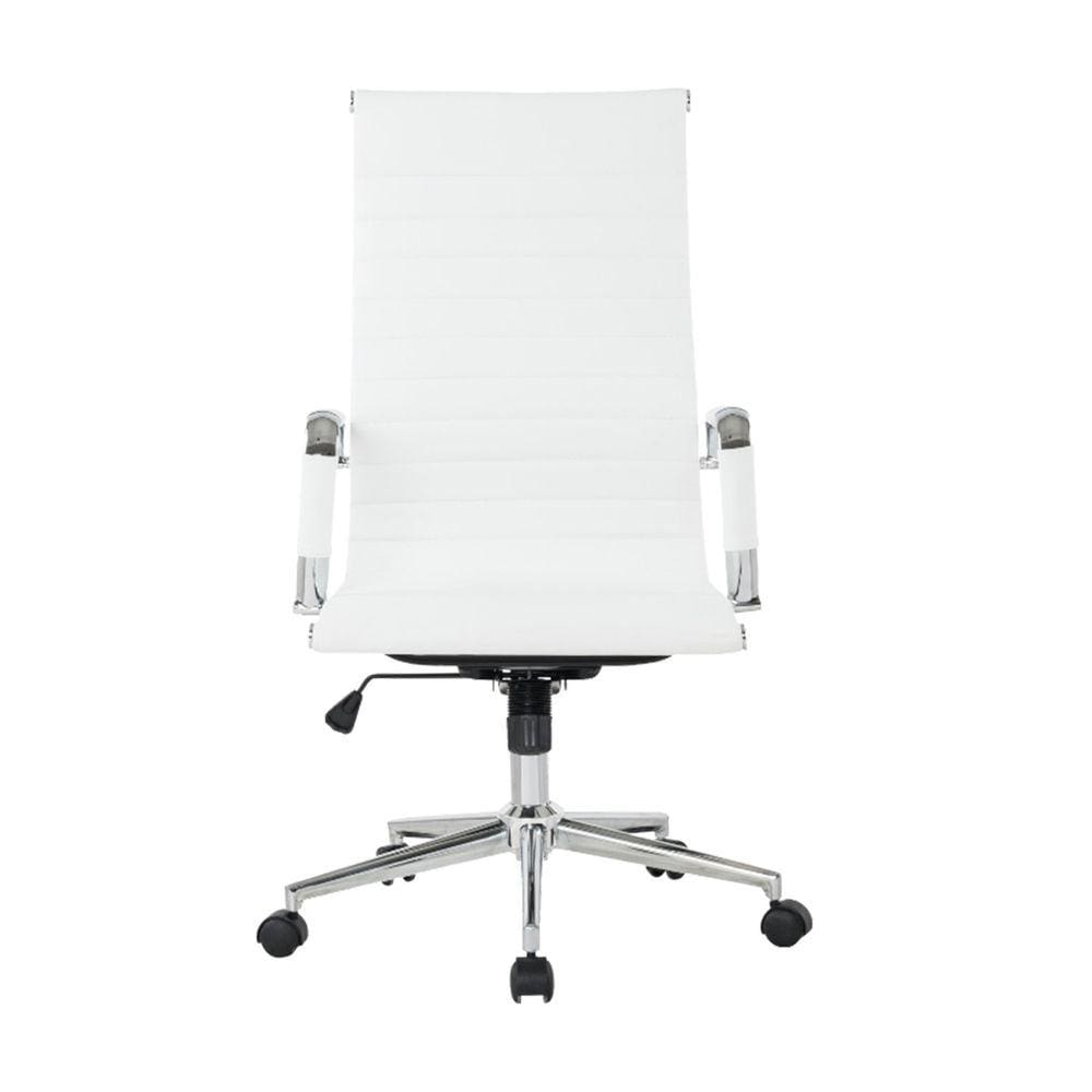 Cadeira Escritório Presidente Giratória em Couro Manhattan Fratini Móveis Branco