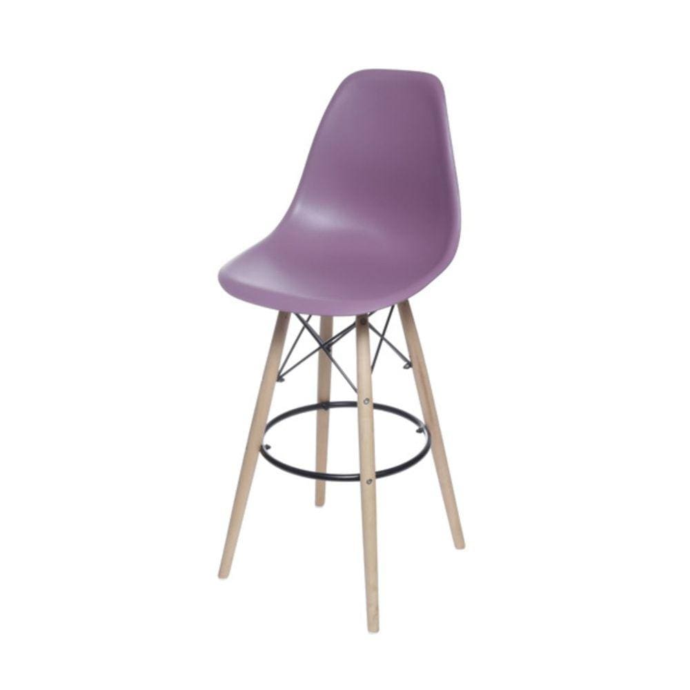 Banqueta Pés em Madeira DKR PP OR Design Roxo