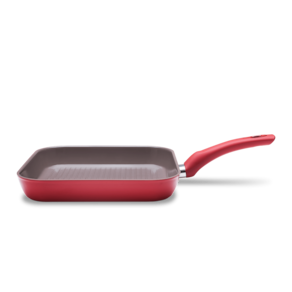 Grill Com Tampa E Fundo De Indução Ceramic Life Brinox Optima 2,4 Litros 26 cm Vermelho