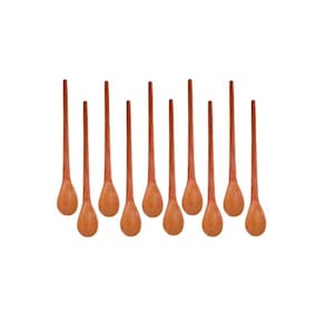 Kit 100 Peças Colher De Pau Madeira Modelos Molho 18 Cm