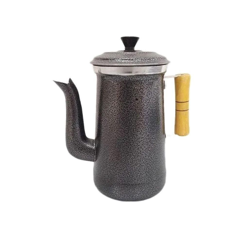 Bule Craqueado Preto Para Café Chá de Alumínio Repuxado 1L